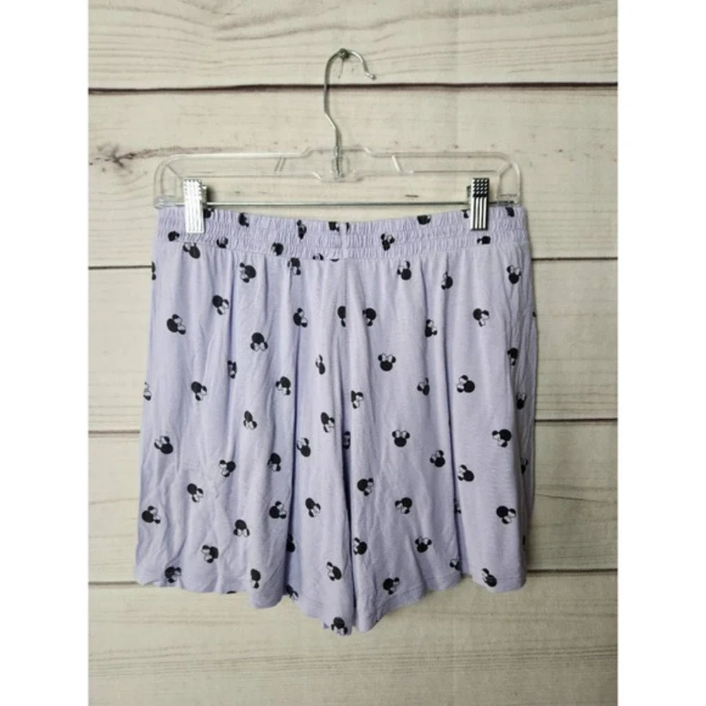 Disney Womens Sleep‎ Shorts Lilac Minnie Mouse Print Elastic Waist Pockets M - Picture 2 of 6
